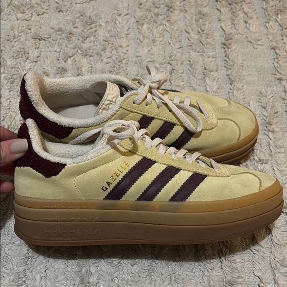 adidas Shoes - Adidas Gazelle Yellow & Maroon Sneakers